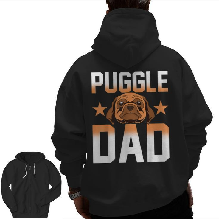 Mens Daddy Puggle Dad Dog Owner Dog Lover Pet Animal Puggle Zip Up Hoodie Back Print