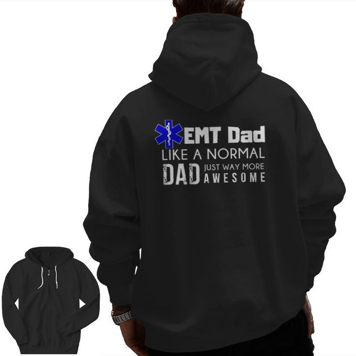 Mens Emt Dad Ems Medic Men Daddy Graphic Tee Zip Up Hoodie Back Print