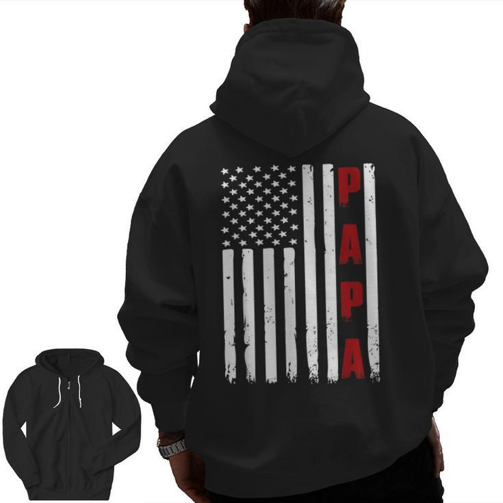 Mens Father's Day Best Dad Ever Usa American Flag Zip Up Hoodie Back Print