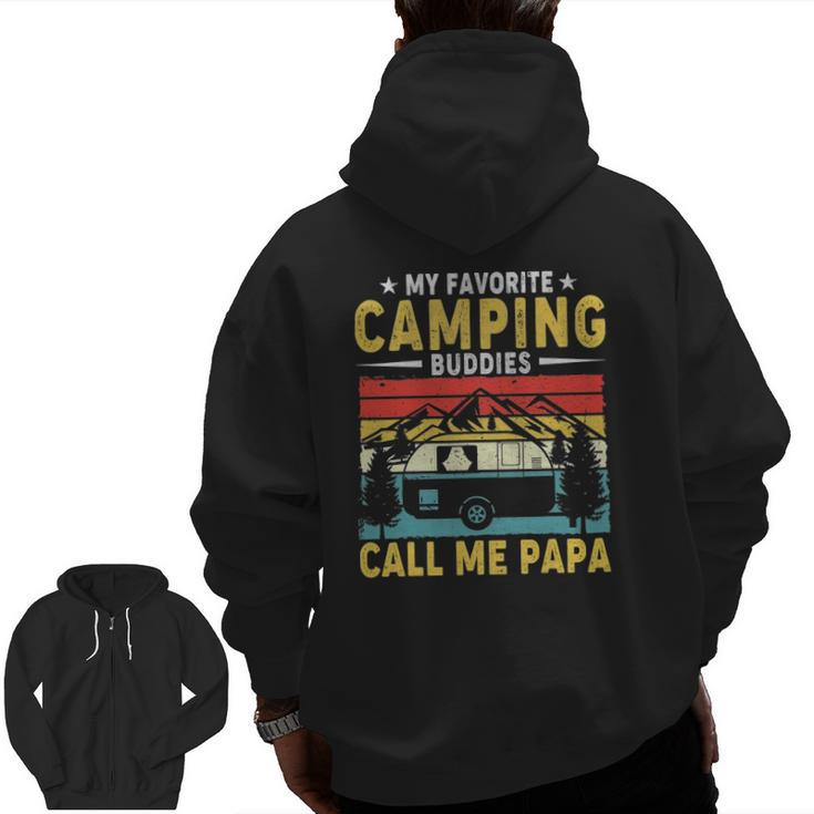 Mens My Favorite Camping Buddies Call Me Papa Vintage Zip Up Hoodie Back Print