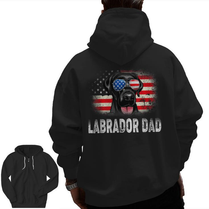 Mens Fun Labrador Dad American Flag Father’S Day Bbmxzvq Zip Up Hoodie Back Print