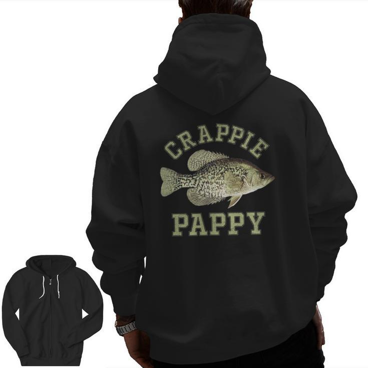 Mens Ice Fishing Crappie Pappy Zip Up Hoodie Back Print