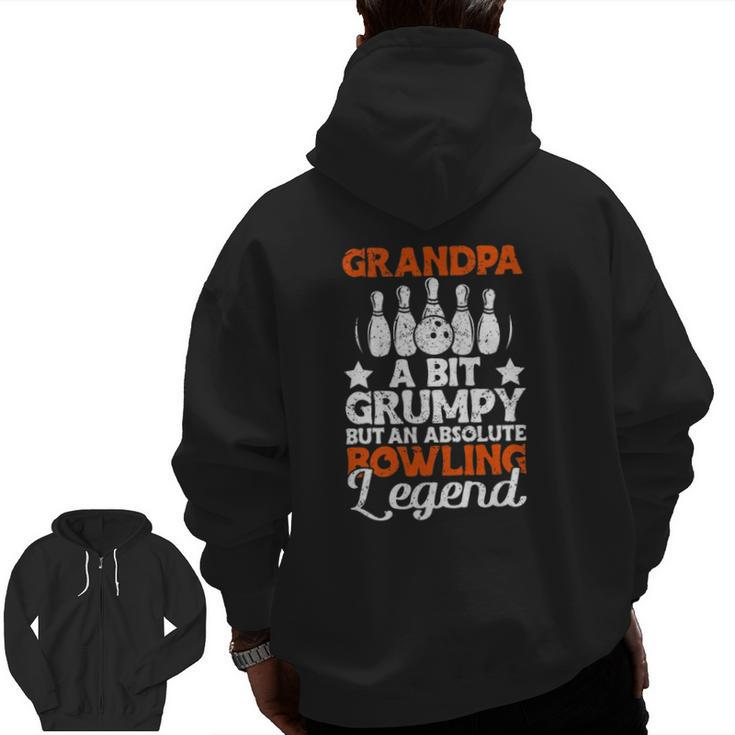 Mens Grandpa A Bit Grumpy But An Absolute Bowling Legend Zip Up Hoodie Back Print