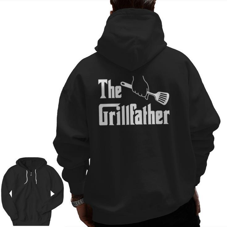 Mens The Grillfather Grill Grilling Bbq Papa Grandpa Zip Up Hoodie Back Print