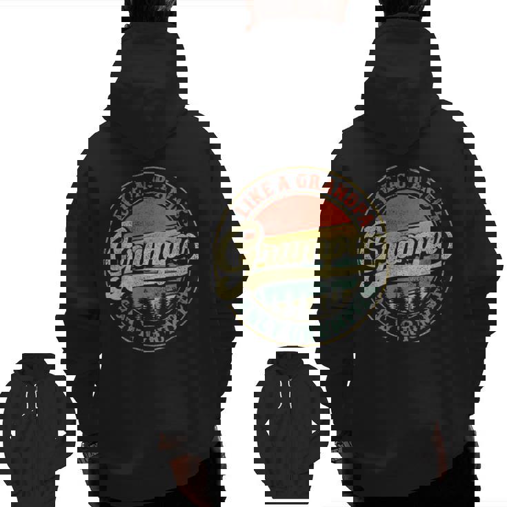 Mens Grumpa Like A Grandpa Only Grumpier Retro Grumpa Definition Zip Up Hoodie Back Print