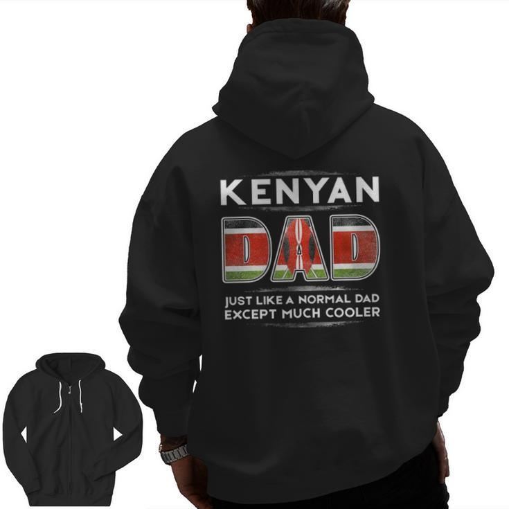 Mens Kenyan Dad Is Much Cooler Father's Day Flag Zip Up Hoodie Back Print