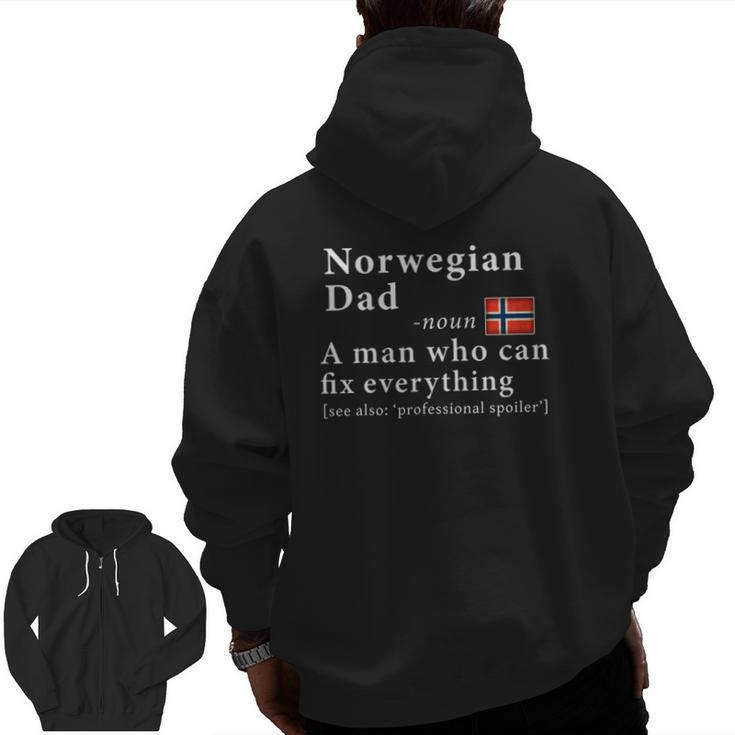 Mens Norwegian Dad Definition Tee Norway Flag Father's Day Tee Zip Up Hoodie Back Print
