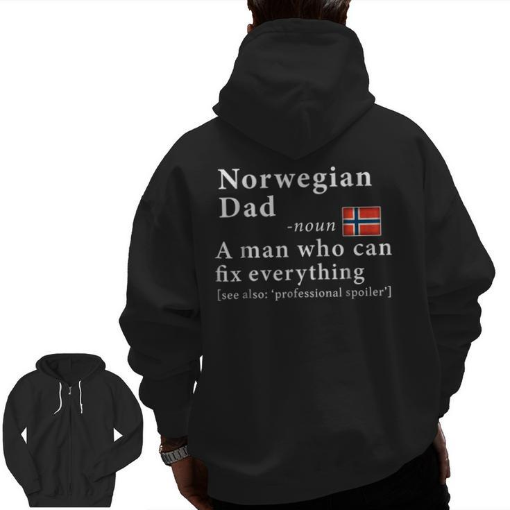 Mens Norwegian Dad Definition Tee Norway Flag Fathers Day Tee Zip Up Hoodie Back Print