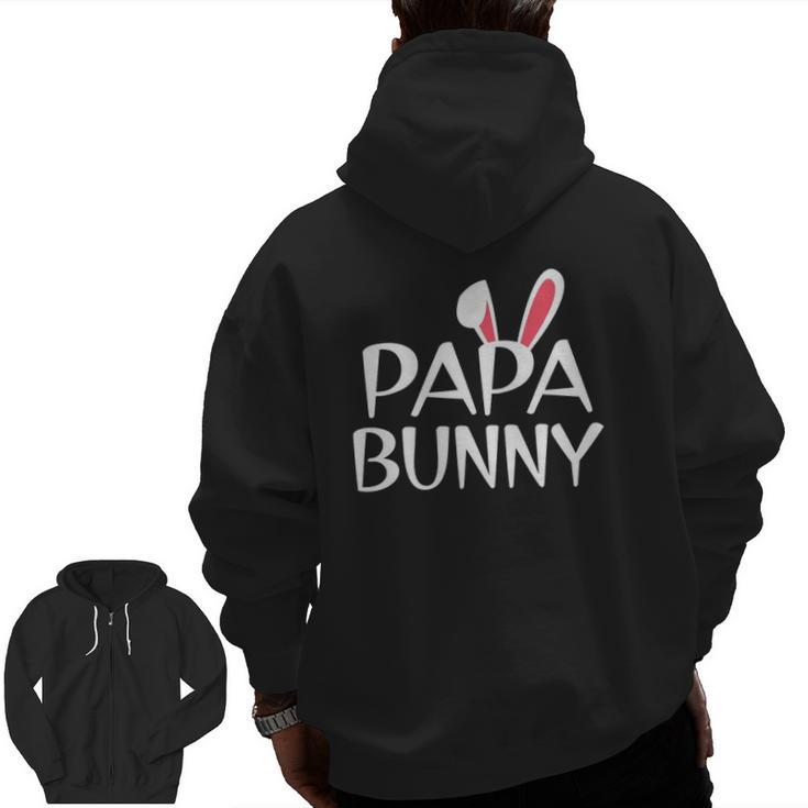 Mens Papa Bunny Family Rabbit Matching Couple Daddy Easter Zip Up Hoodie Back Print