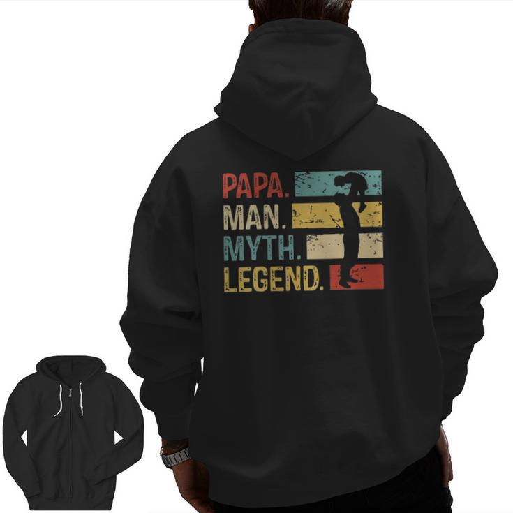Mens Papa Man Myth Legend S Vintage Dad Zip Up Hoodie Back Print