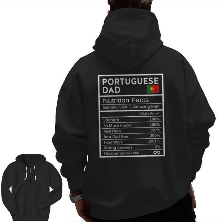 Mens Portuguese Dad Nutrition Facts National Pride For Dad Zip Up Hoodie Back Print
