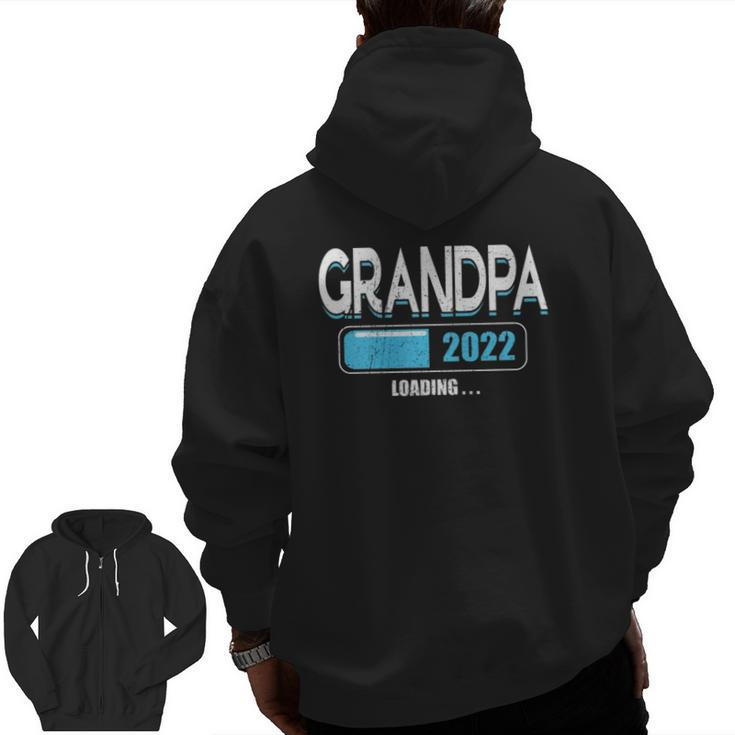 Mens Promoted To Grandfather Est 2022 Loading Future Grandpa Zip Up Hoodie Back Print