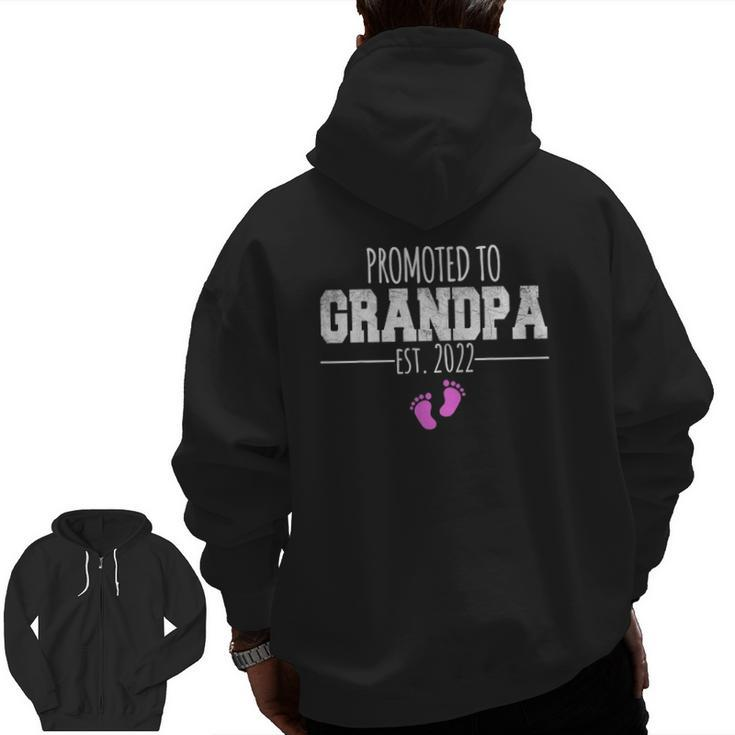 Mens Promoted To Grandpa 2022 First Time Grandfather Father's Day Zip Up Hoodie Back Print