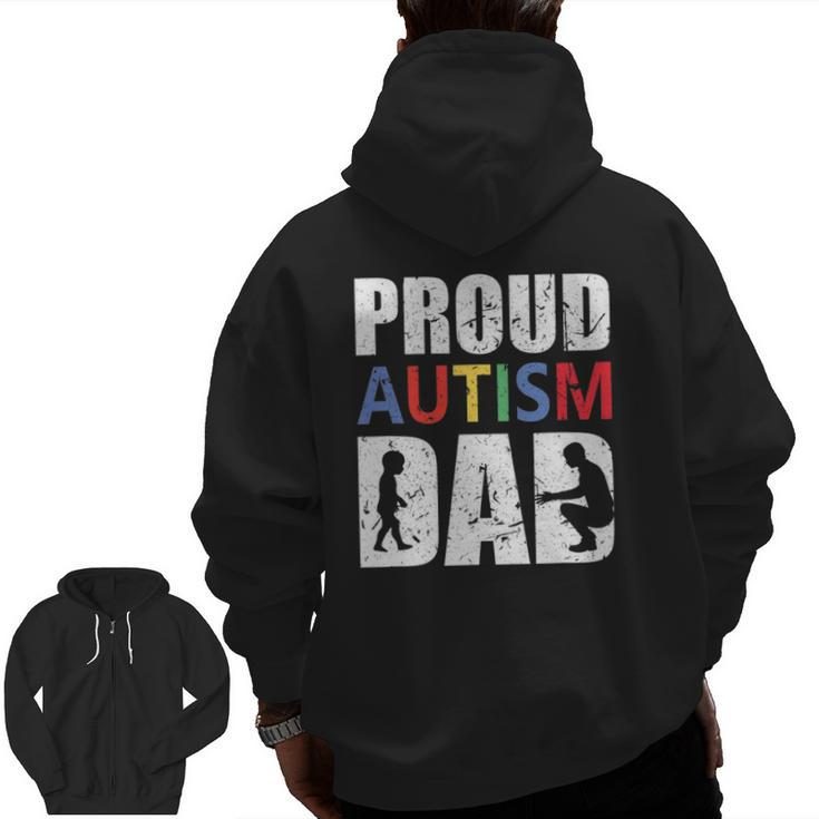 Mens Proud Autism Dad Zip Up Hoodie Back Print