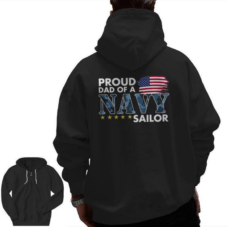Mens Proud Dad Of A Navy Sailor Zip Up Hoodie Back Print