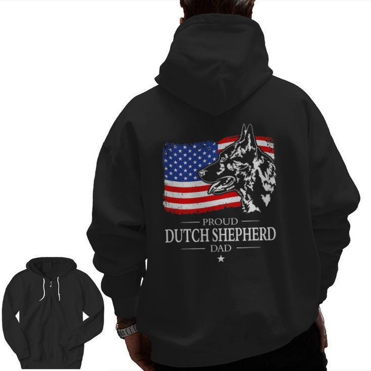 Mens Proud Dutch Shepherd Dad American Flag Patriotic Dog Zip Up Hoodie Back Print