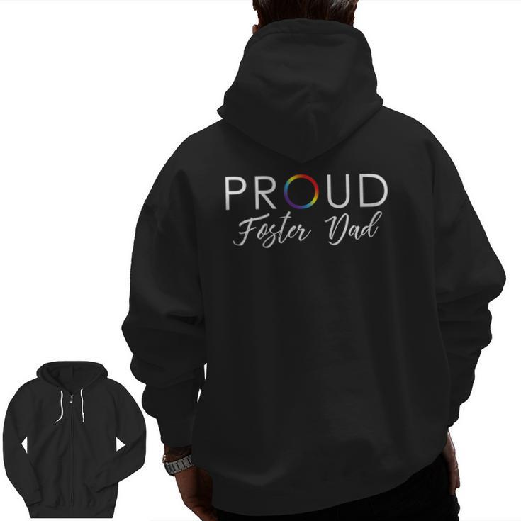 Mens Proud Foster Dad Cute Lgbtq Pride Month Zip Up Hoodie Back Print