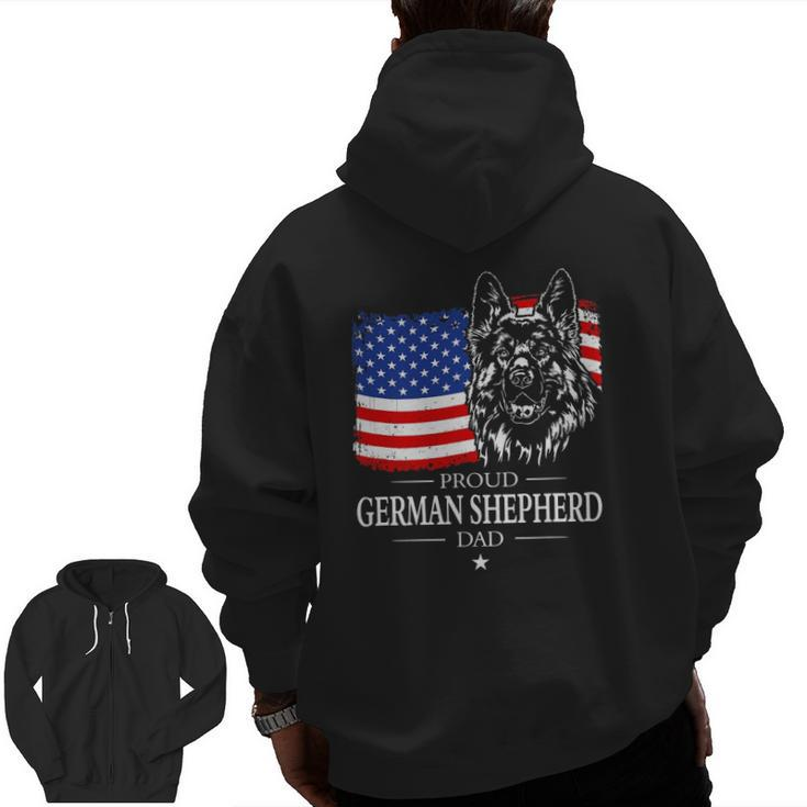 Mens Proud German Shepherd Dad American Flag Patriotic Dog Zip Up Hoodie Back Print