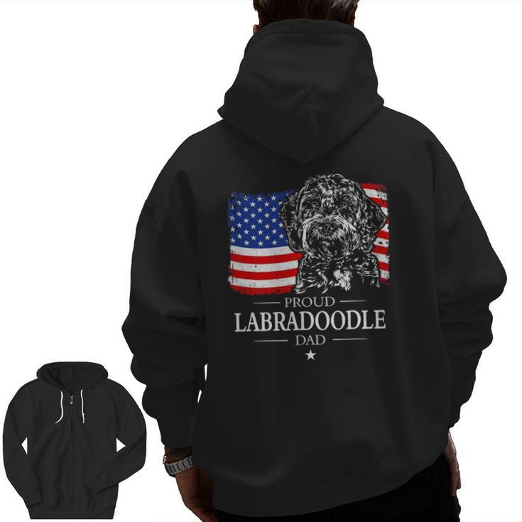 Mens Proud Labradoodle Dad American Flag Patriotic Dog Zip Up Hoodie Back Print