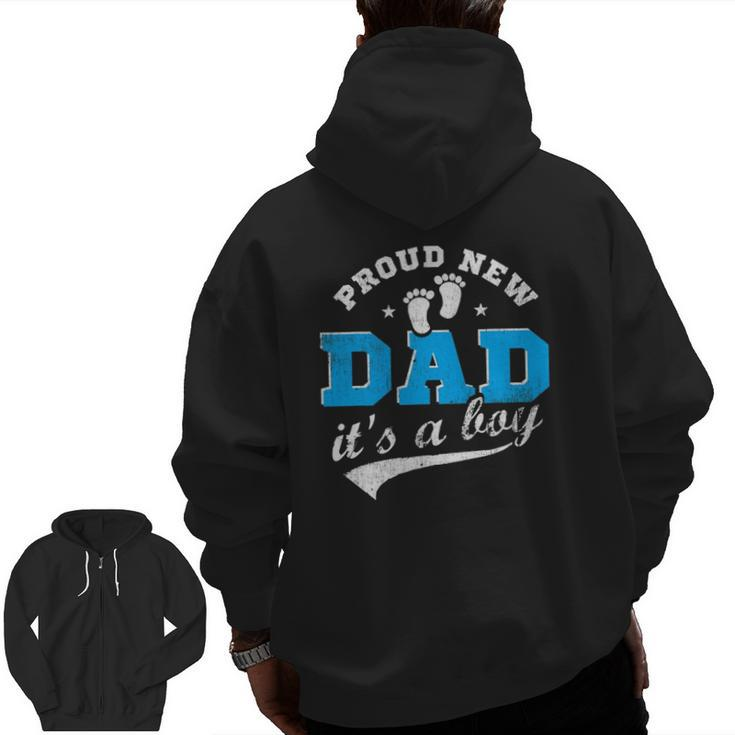 Mens Proud New Dad It's A Boy First Time Dad Blue Zip Up Hoodie Back Print