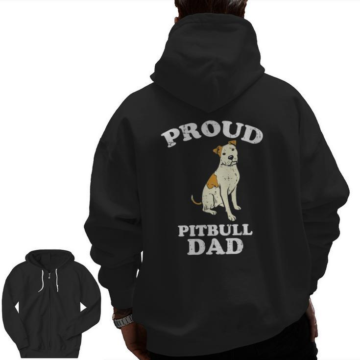 Mens Proud Pitbull Dad Pittie Pitty Pet Dog Owner Lover Men Zip Up Hoodie Back Print