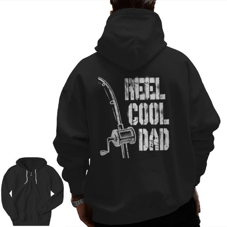 Mens Reel Cool Dad Fishing Daddy Mens Fathers Day Idea Zip Up Hoodie Back Print
