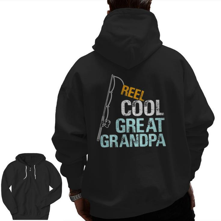 Mens Reel Cool Great Grandpa From Granddaughter Grandson Zip Up Hoodie Back Print