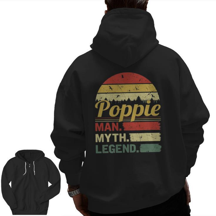Mens Retro Vintage Poppie Man Myth Legend Outfit Father's Day Zip Up Hoodie Back Print