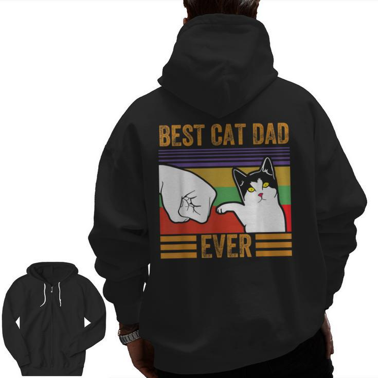 Mens Vintage Best Cat Dad Ever Men Bump Fit Fathers Day  Zip Up Hoodie Back Print