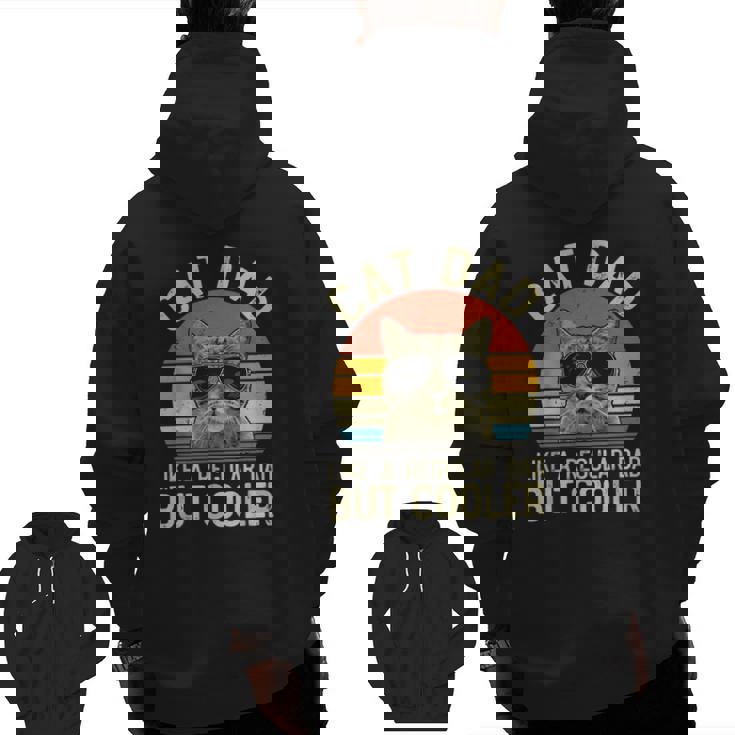 Mens Vintage Cat Dad Regular Dad Proud Daddy Meowica Fathers Day Zip Up Hoodie Back Print