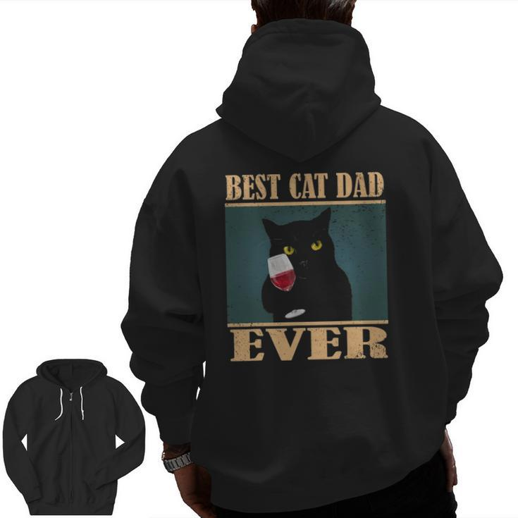 Mens Vintage Retro Best Cat Dad Ever Zip Up Hoodie Back Print
