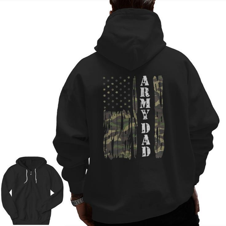 Mens Vintage Us Flag Army Dad Veteran Father Father's Day Zip Up Hoodie Back Print