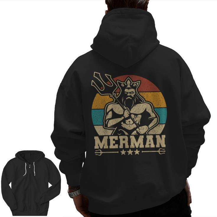 Merdaddy Mermaid Dad Costume Fathers Day Party Outfit Merman Zip Up Hoodie Back Print