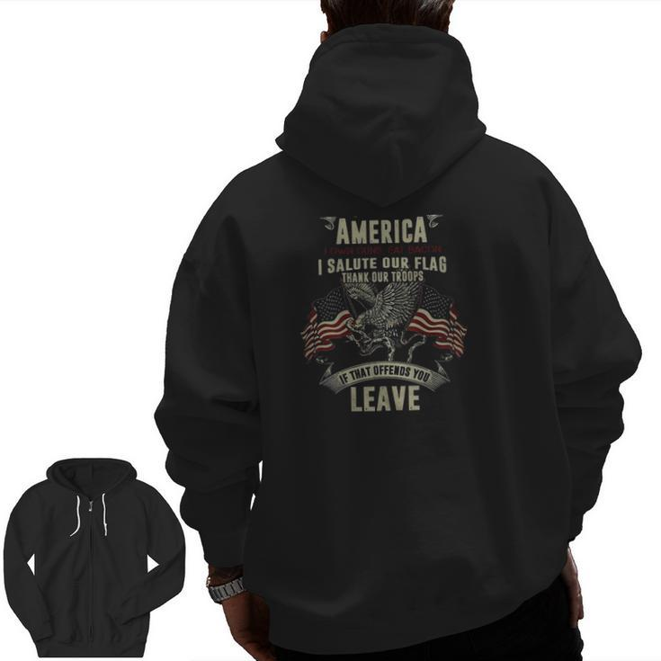 Merry Christmas God Bless America Us Flag 4Th Of July Veterans Day Patriotic Zip Up Hoodie Back Print