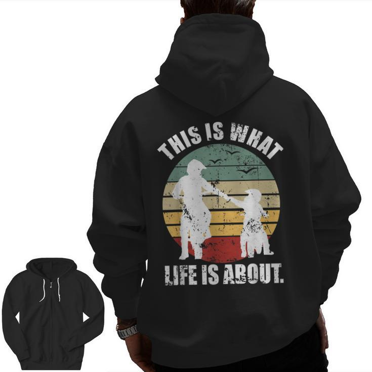 Motocross Father And Son Enduro Dirt Bike Daddy Supercross Zip Up Hoodie Back Print