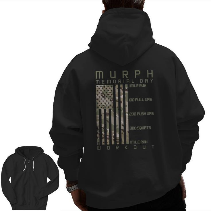 Murph Memorial Day Workout Wod Cam Multi Camo Flag Vertical Zip Up Hoodie Back Print