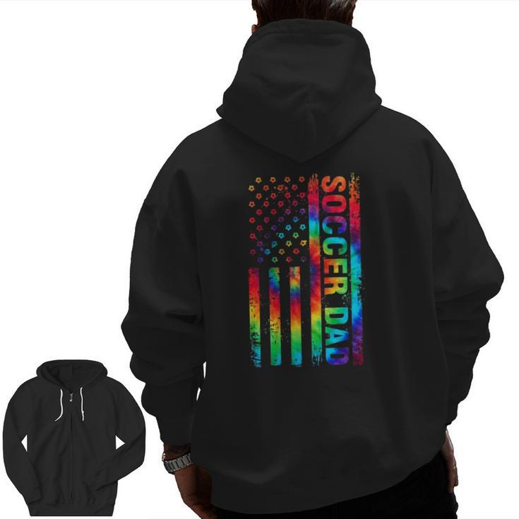 New First Time Dad Tie Dye Soccer Daddy Zip Up Hoodie Back Print