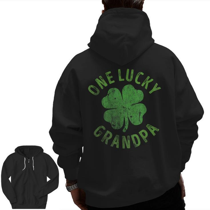 One Lucky Grandpa Matching St Patrick's Day Zip Up Hoodie Back Print