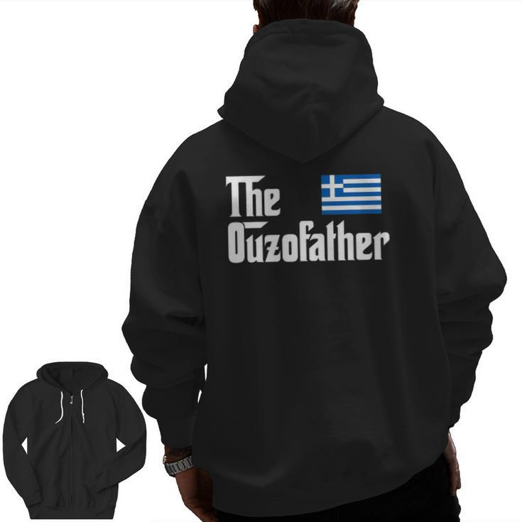 The Ouzo Father Greek Flag Zip Up Hoodie Back Print