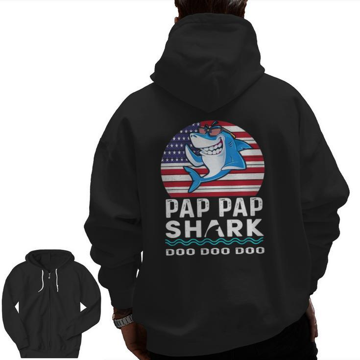 Pap Pap Shark Fathers Day From Wife Son Daughter Zip Up Hoodie Back Print