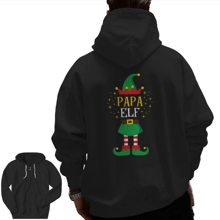 Papa Elf Father Xmas Cute Matching Family Elfs Zip Up Hoodie Back Print