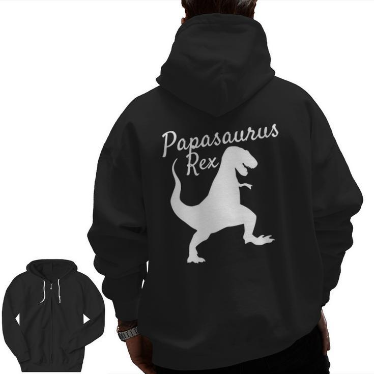 Papa Saurus Rex Family Dinosaur Pajamas Zip Up Hoodie Back Print