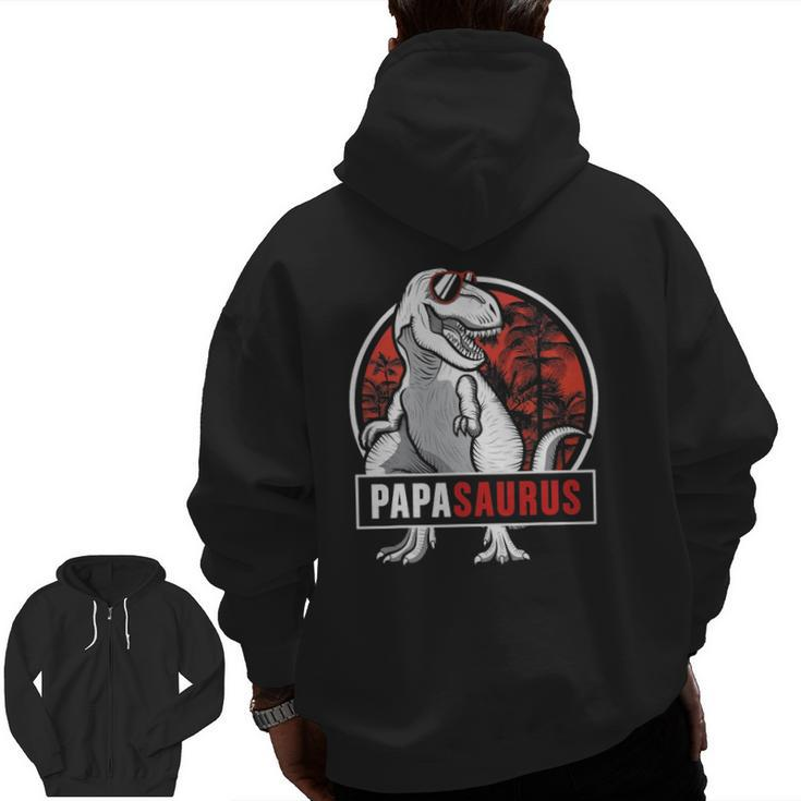 Papasaurus Trex Matching Dinosaur Family For Papa Pop Men Zip Up Hoodie Back Print