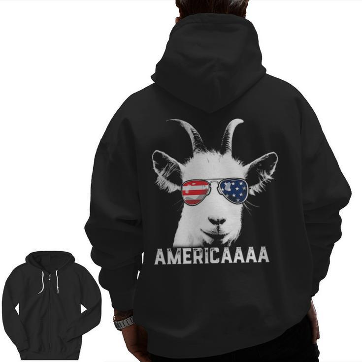 Patriotic Goat 4Th Of July Boys Goat Americaaa Zip Up Hoodie Back Print