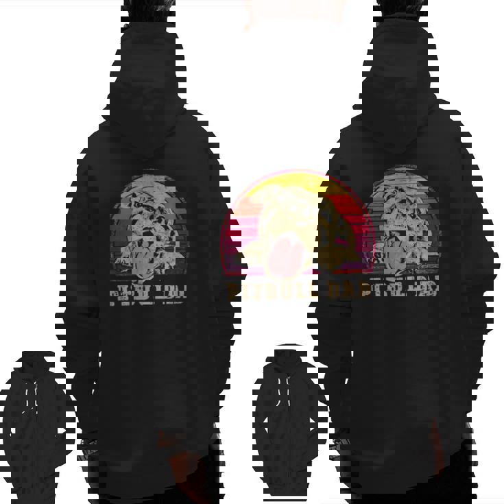 Pitbull Dad Vintage Smiling Pitbull Fathers & Dog Lovers Zip Up Hoodie Back Print