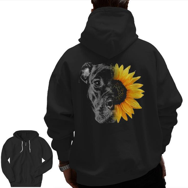 My Pitbull Is A Sunflower She's A Sunshine Hippie Sunflower Zip Up Hoodie Back Print
