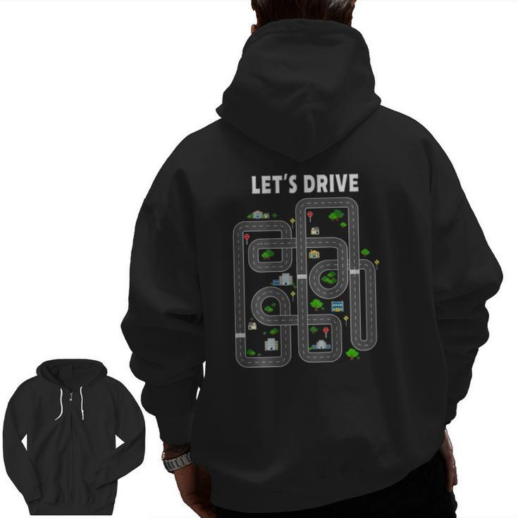 Play Cars On Daddys Back Dad Massage Zip Up Hoodie Back Print