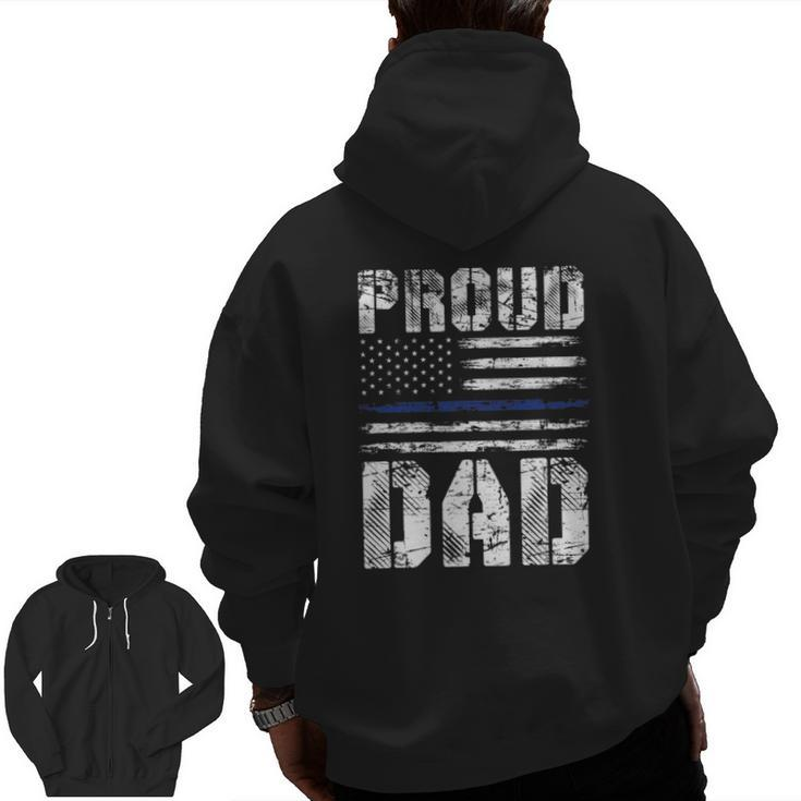 Police Officer Father's Day Us Pride Police Zip Up Hoodie Back Print