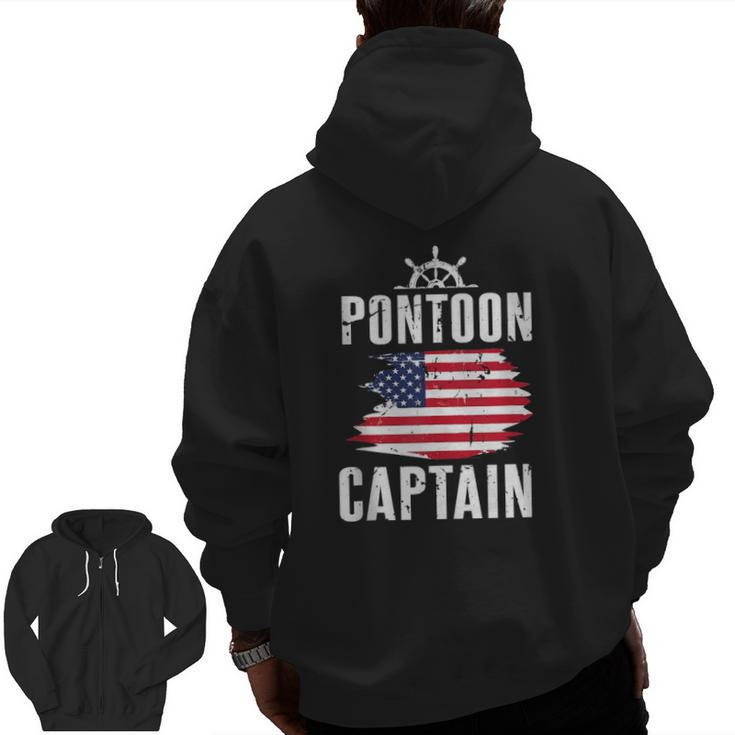 Pontoon Captain Flag Of America Sailor Fisherman Dad Zip Up Hoodie Back Print