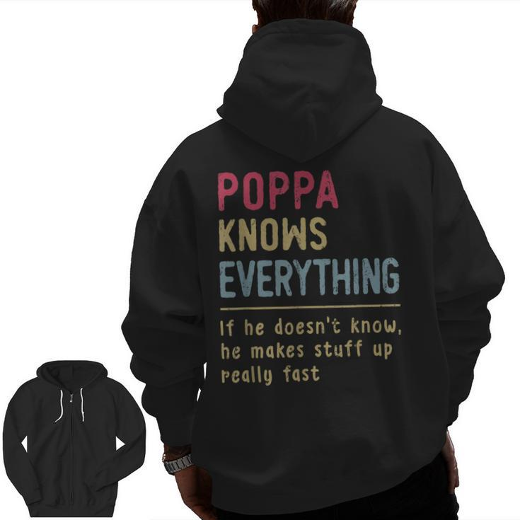 Poppa Know Everything Grandpa  Zip Up Hoodie Back Print